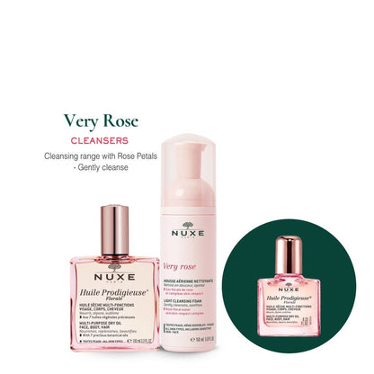 (Bundle) NUXE Huile Prodigieuse Multi-purpose Dry Oil (100ml) + Very Rose Cleansing Foam (150ml) + 10ml Dry Oil