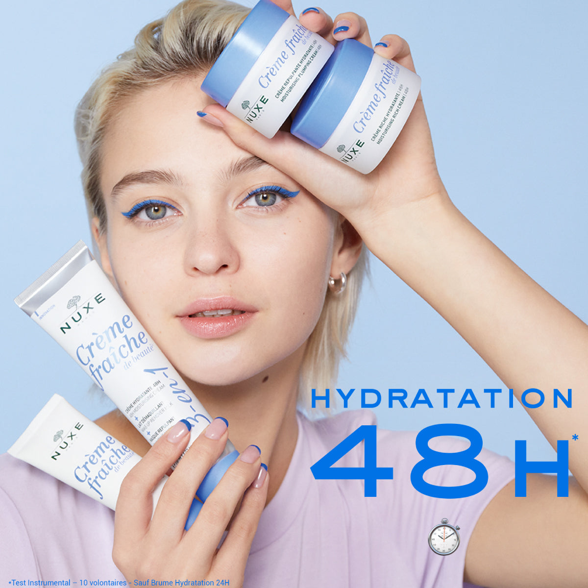 Nuxe Crème fraîche de beauté® 3-in-1, 48H Moisturising Cream, Make-Up Remover Milk, Plumping Mask 100ml